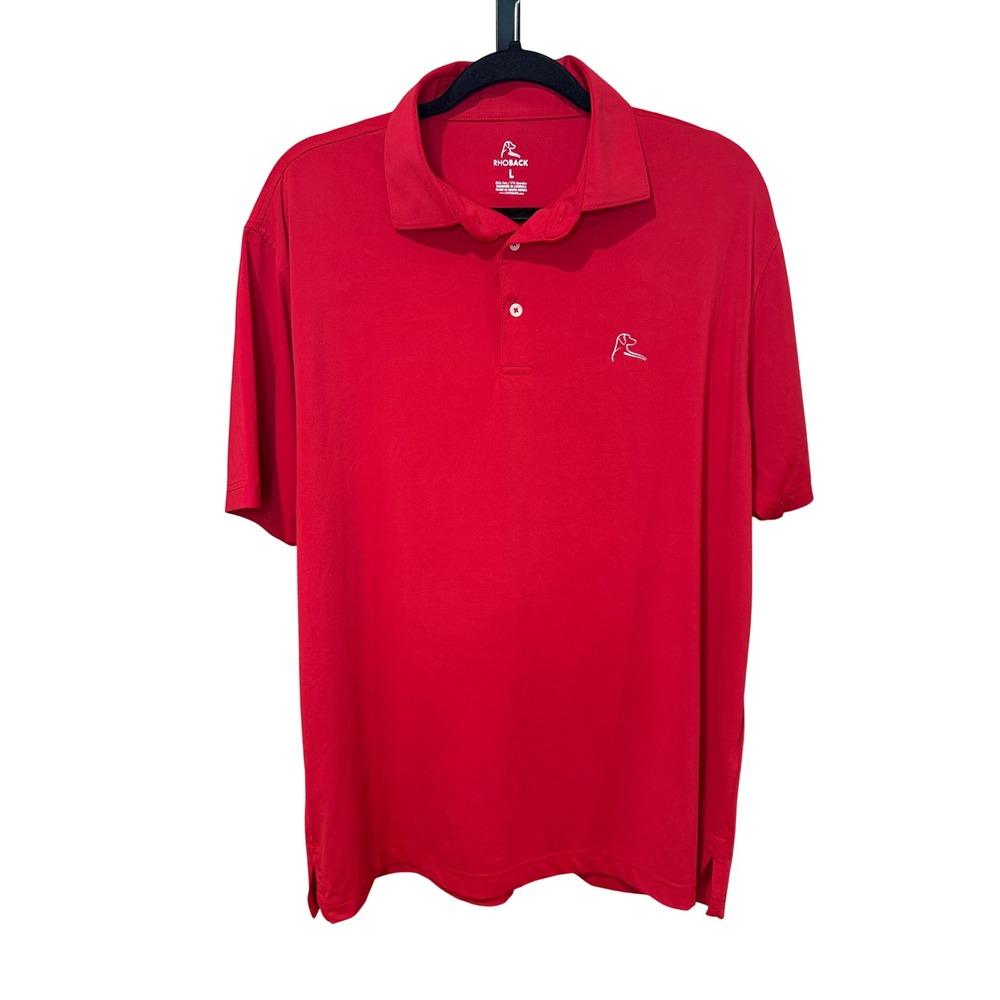Rhoback Polo Short Sleeve Red Solid Men's Size Large